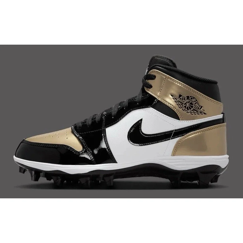 Men’s Size 10.5 Air Jordan 1 Mid TD Cleats Gold Toe FJ6805 701 New